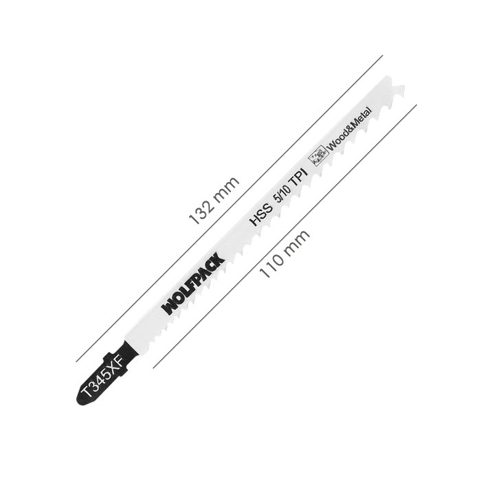 WOLFPACK LINEA PROFESIONAL Lot de 5 lames longues pour scie sauteuse, bois/métal/plastique WOLFPACK LINEA PROFESIONAL Lot de 5 lames longues pour scie sauteuse, bois/métal/plastique