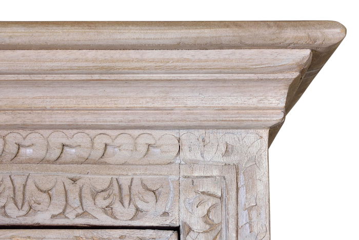 GINER Y COLOMER BAKRA Armoire 2 portes en bois de manguier massif finition blanc lavé - 190 x 97 x 50 cm