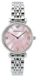 Armani AR1779 avec cadran rose et bracelet argenté