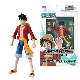 Bandai Anime Heroes - Figurine articulée One Piece Luffy, 17 cm avec 17 points d'articulation, détaillée, collection