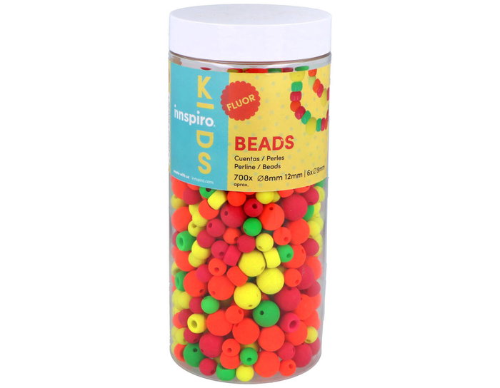 Innspiro Assortiment de perles fluo rondes et cylindriques - 700 pièces environ