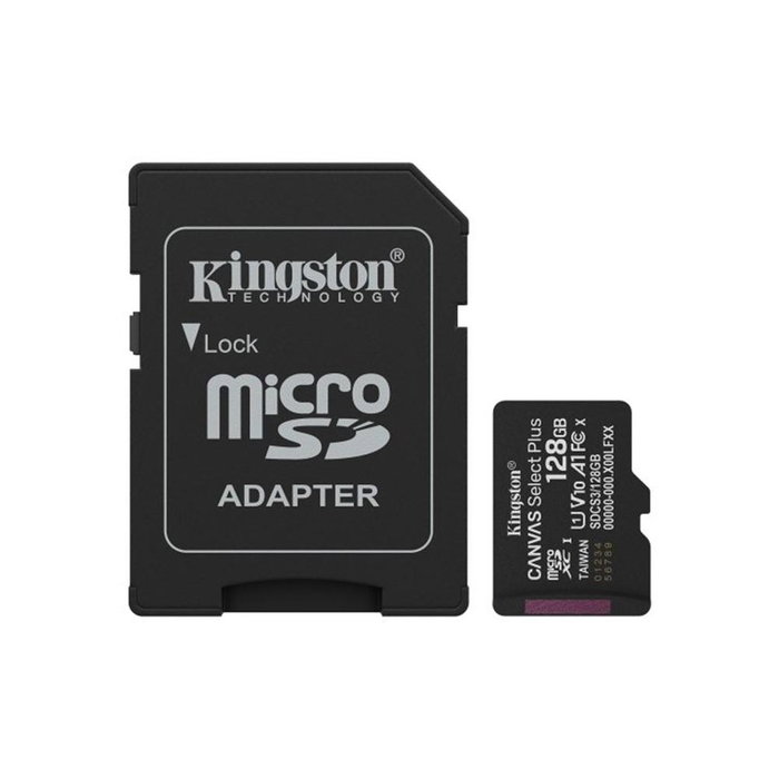 Kingston Canvas Select Plus 128GB microSDXC Classe 10 UHS-I U1 A1 avec Adaptateur SD Carte Mémoire Kingston Canvas Select Plus 128GB microSDXC Classe 10 UHS-I U1 A1 avec Adaptateur SD Carte Mémoire