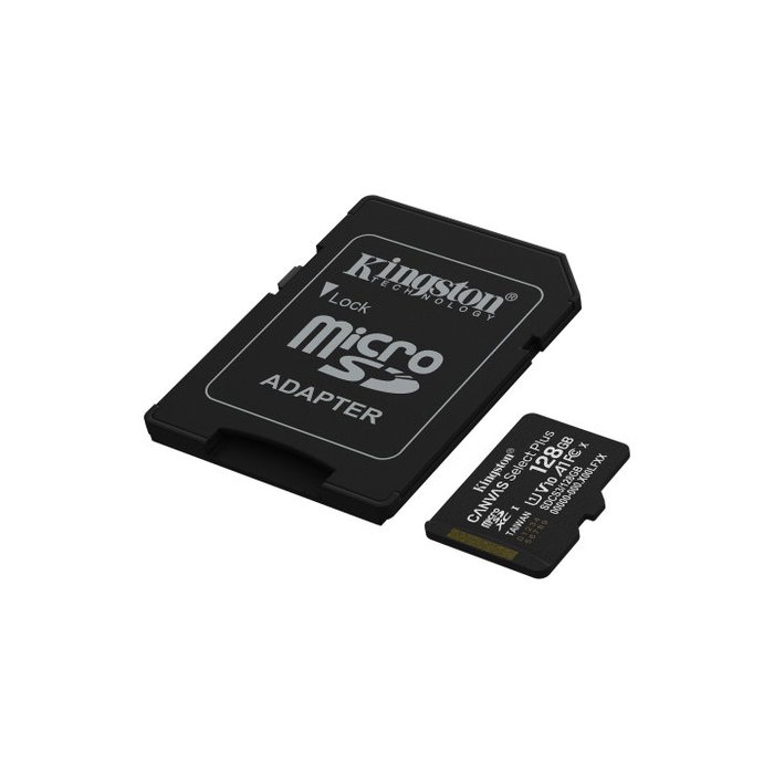 Kingston Canvas Select Plus 128GB microSDXC Classe 10 UHS-I U1 A1 avec Adaptateur SD Carte Mémoire Kingston Canvas Select Plus 128GB microSDXC Classe 10 UHS-I U1 A1 avec Adaptateur SD Carte Mémoire