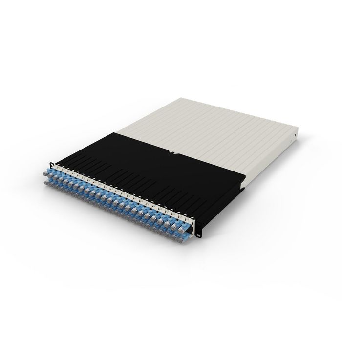 PATCHBOX patchbox.one / 30RU / STP - Baie de gestion de câbles réseau rétractables en bleu, solution tout-en-un avec 24 câbles Cat.6a