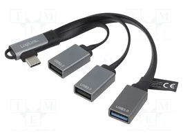 LOGILINK Hub USB UA0361 avec 3 ports USB A et prise USB C angulaire, noir