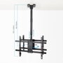 Tooq LPCE2286TSLI-B Support Plafond Double pour 2 TV 43"-86" VESA 200x200 à 600x400, Inclinable, Rotation, Noir