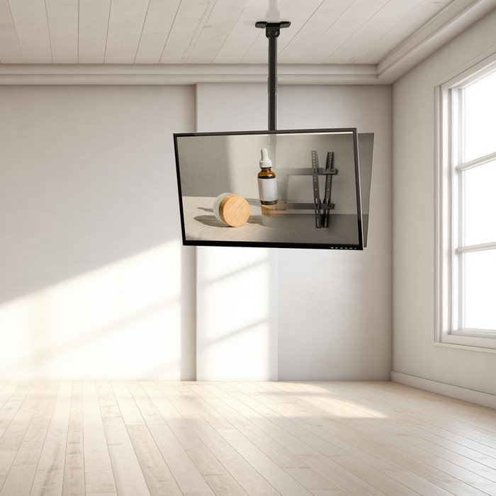 Tooq LPCE2286TSLI-B Support Plafond Double pour 2 TV 43"-86" VESA 200x200 à 600x400, Inclinable, Rotation, Noir