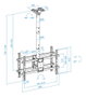 Tooq LPCE2286TSLI-B Support Plafond Double pour 2 TV 43"-86" VESA 200x200 à 600x400, Inclinable, Rotation, Noir