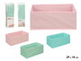 Kipit Boîte Pliante Organisatrice 29x14x13 cm Assortie Tissu/Carton Vert Rose Turquoise (Set de 24)