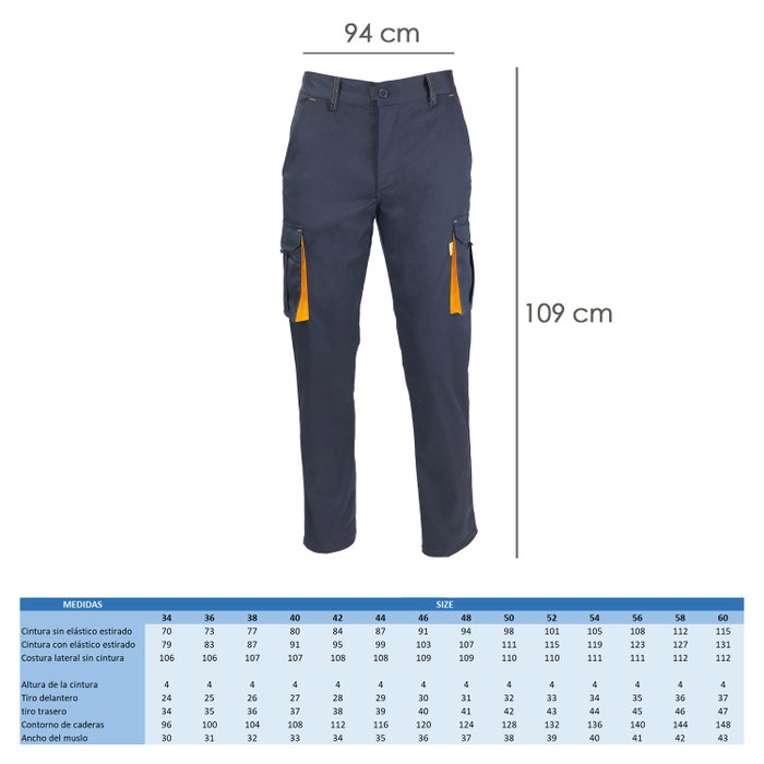 WOLFPACK LINEA PROFESIONAL Pantalon de travail bleu foncé avec Spandex, taille 48 WOLFPACK LINEA PROFESIONAL Pantalon de travail bleu foncé avec Spandex, taille 48