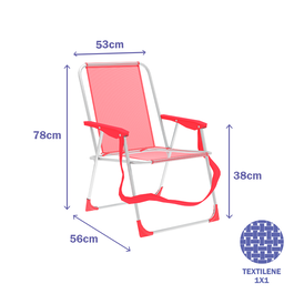 Marbueno 10356 Chaise Pliante Aluminium Textilene Coral pour Plage et Piscine 53x56x78 cm