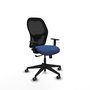 Chaise Alocén Synchro 3 positions tissu Bleu foncé Maille Noir Base pyramidale noire Accoudoir 1D Sans appui-tête Roulettes 65mm pour moquette