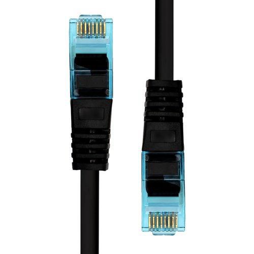 ProXtend Câble Ethernet CAT6A U/UTP CU 75 cm Noir - Câble réseau LSZH 100% cuivre AWG 24, connecteur plaqué or 50U, PoE+, renfort de traction