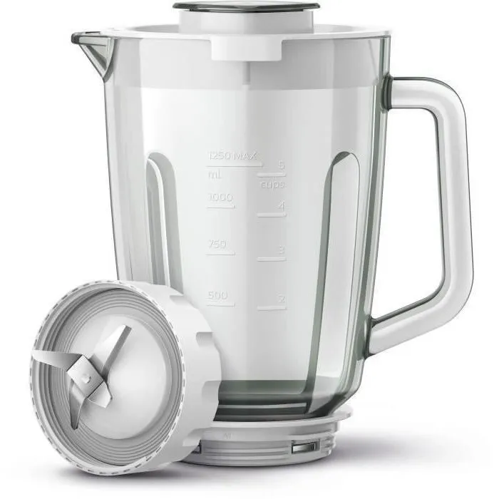 Philips HR2291/20 Blender Mixeur 600 W - Bol 2 L - Hachoir Inclus - Fonction Pulse - Blanc - Série 3000 avec Système ProBlend et Application HomeID