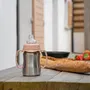 Thermobaby Tasse d'apprentissage en inox 180 ml, pêche - Anti-fuites, ergonomique avec anses et tétine silicone douce, sans BPA
