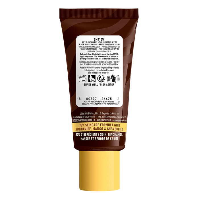 Nyx Professional Make Up Crème Solaire Teintée BUTTERMELT GLAZE #10 - Beurre de Chocolat 30 ml - SPF 30 Éclat Hydratant