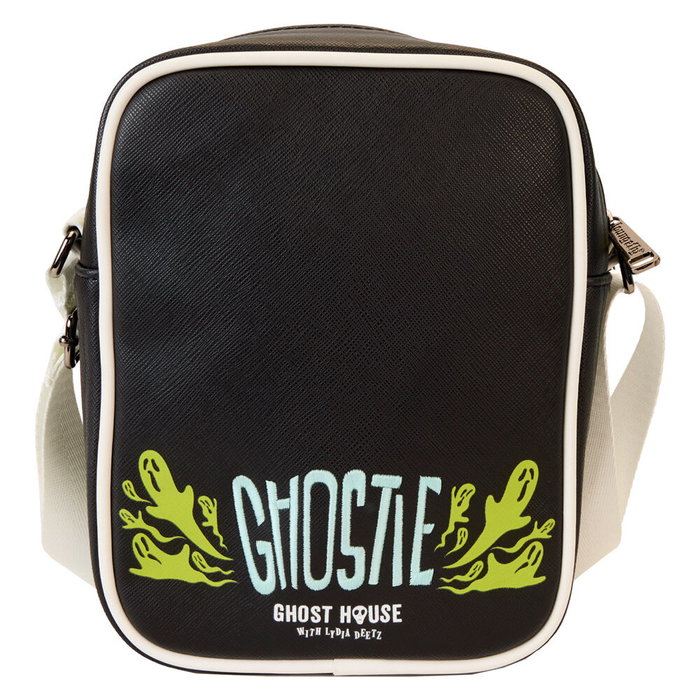 Loungefly Sac bandoulière Ghost House Beetlejuice 2 en cuir vegan avec compartiment à fermeture et détails brillants, réglable