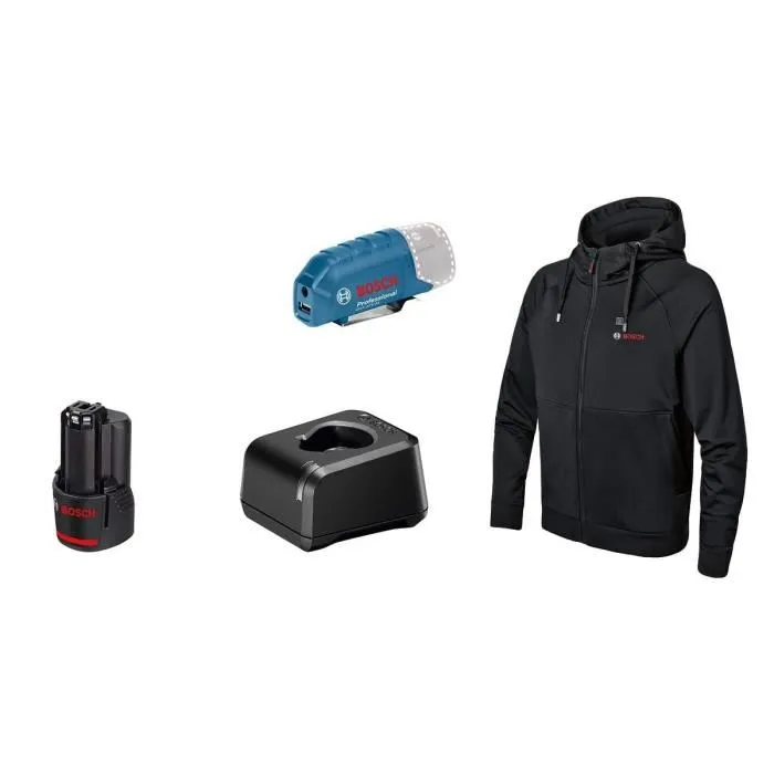Bosch Professional Veste Chauffante GHH 12+18V XA Taille 3XL avec Batterie 12V - 06188000GG, Capuche, 3 Zones de Chauffage Réglables Bosch Professional Veste Chauffante GHH 12+18V XA Taille 3XL avec Batterie 12V - 06188000GG, Capuche, 3 Zones de Chauffage Réglables