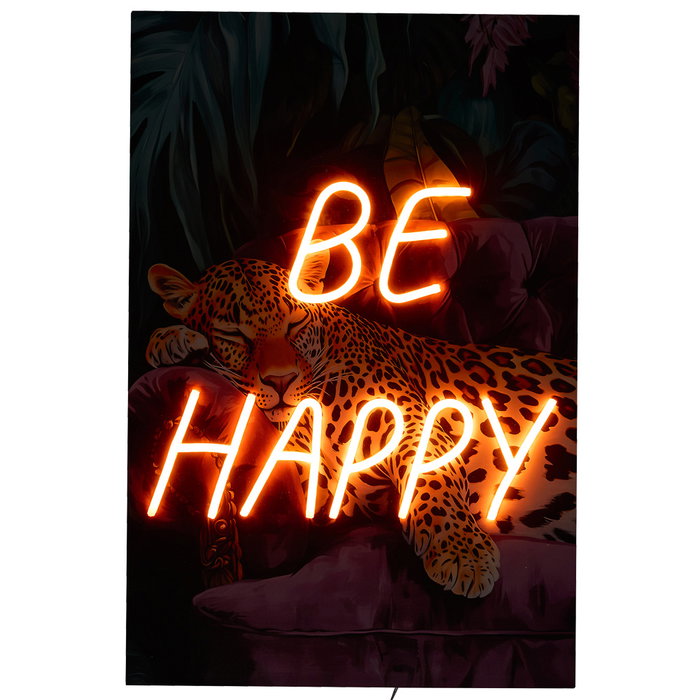 Home Deco Factory Cadre néon LED BE HAPPY 40x60 cm