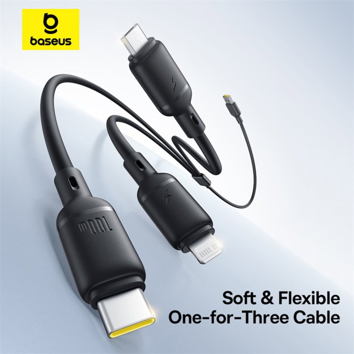 Baseus Rapid Series Câble de charge 3-en-1 USB-A 100W 1,5m, noir