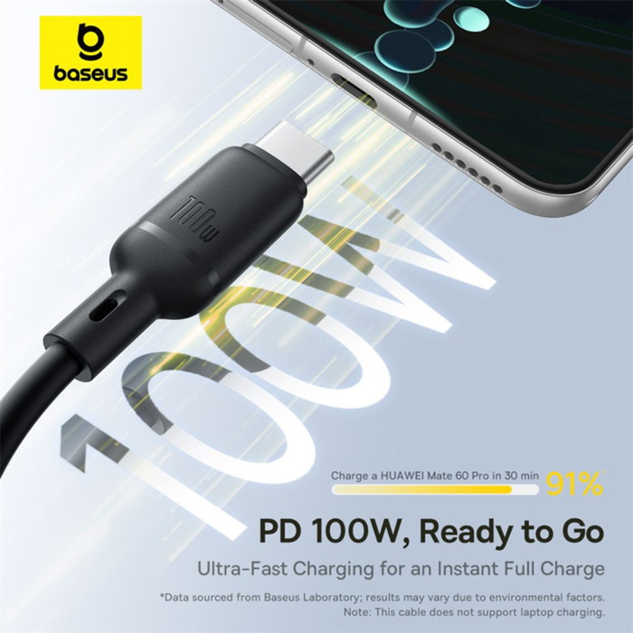 Baseus Rapid Series Câble de charge 3-en-1 USB-A 100W 1,5m, noir
