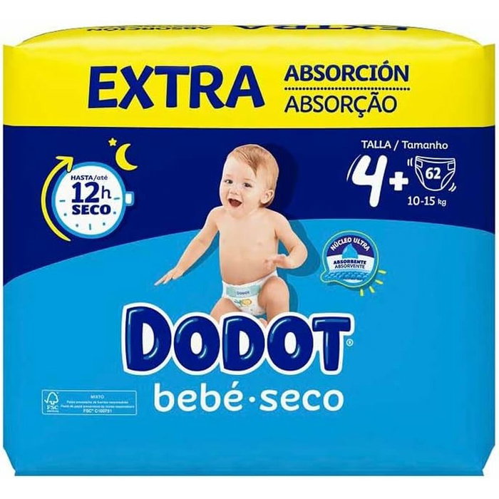 Dodot Etapas Extra Couches jetables Taille 4, 10-15 kg, 62 unités