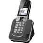 Panasonic KX-TGD310FRG Téléphone DECT sans fil noir avec écran LCD, répondeur intégré, identification de l'appelant et fonction mains libres