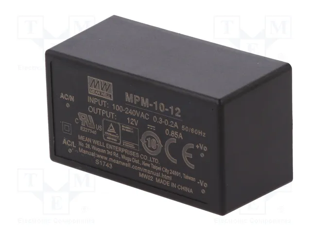 MEAN WELL MPM-10-12 Convertisseur AC/DC 10W 12V DC
