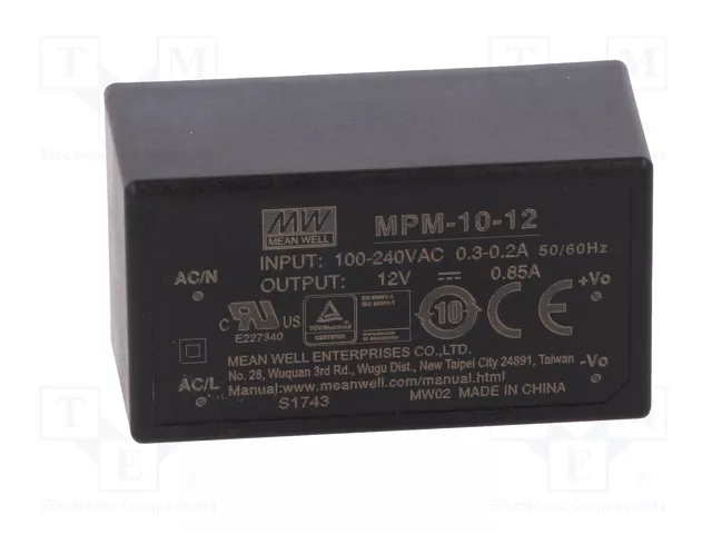 MEAN WELL MPM-10-12 Convertisseur AC/DC 10W 12V DC