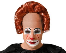 Peluca para payaso pelirroja avec front dégagé - Perruque de clown effrayant pour Halloween et théâtre