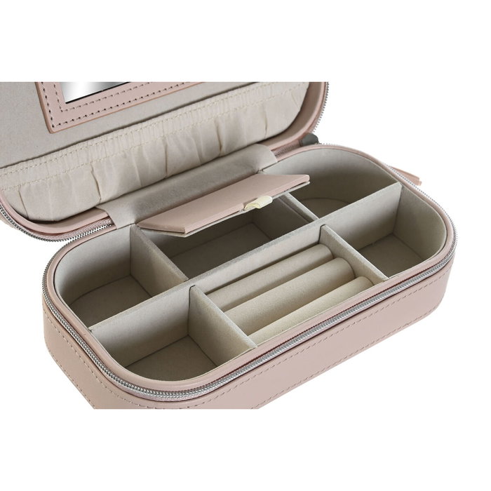 Boîte à bijoux DKD Home Decor Blanc Gris Lila Rose clair Polyuréthane Miroir 18,5 x 10 x 5 cm (2 Unités)