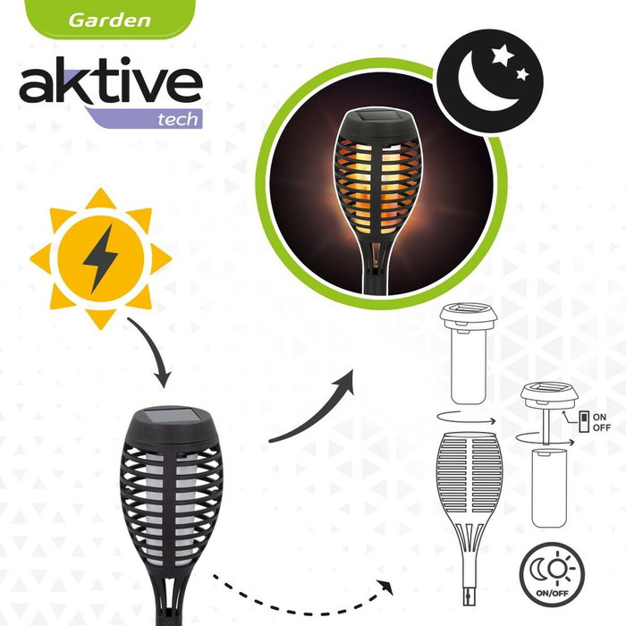 Set de torches de jardin solaires Aktive Plastique 7,5 x 50 x 7,5 cm (4 Unités)