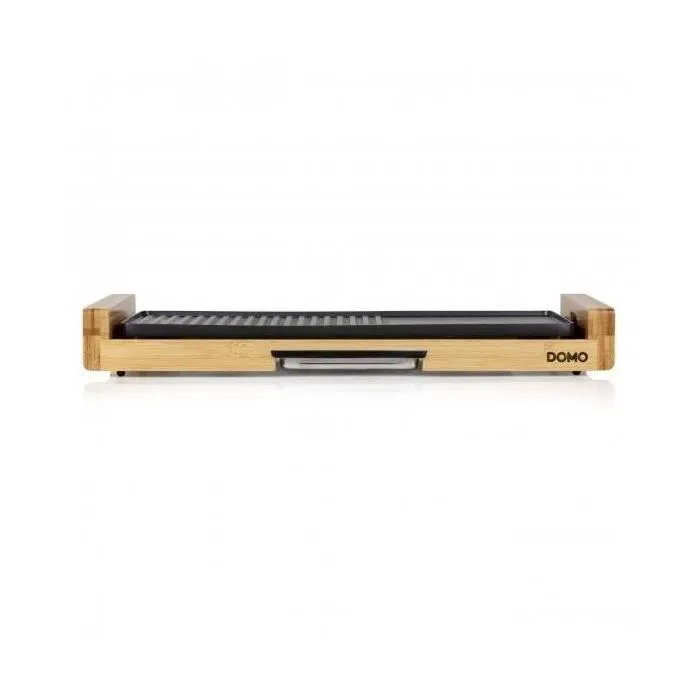 Domo Plancha Teppanyaki Bamboo 60 cm DO8311TP - 2200 W, Plaque amovible en aluminium, Surface double grill/plate, Thermostat réglable, Bac de réception