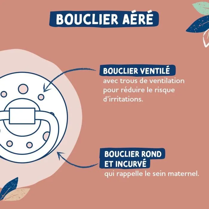 Dodie - Succettes rondes en caoutchouc motif Bord de mer - Pour bébé de 0 à 6 mois - Référence GAIA