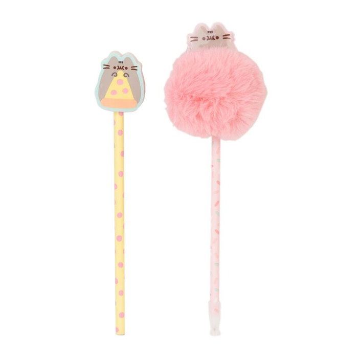 ERIK - Set de papeterie Collection Foodie Pusheen - 3 carnets A6, stylo à pompon, crayon avec topper, portetout PU et PVC