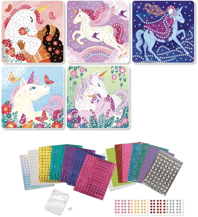 Sycomore Mosaiques Stick'N Fun - Coffret Créatif Licornes - 5 Tableaux avec 1500 Autocollants Mousse et Joyaux - À Partir de 5 Ans Sycomore Mosaiques Stick'N Fun - Coffret Créatif Licornes - 5 Tableaux avec 1500 Autocollants Mousse et Joyaux - À Partir de 5 Ans