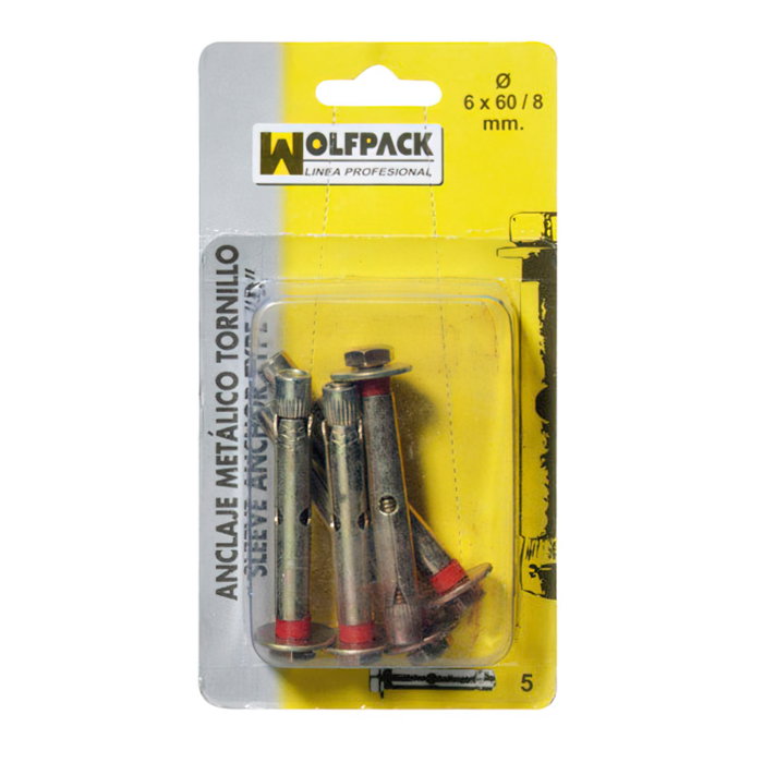 WOLFPACK LINEA PROFESIONAL Blister de 2 chevilles métalliques à vis 10x 70/12 mm WOLFPACK LINEA PROFESIONAL Blister de 2 chevilles métalliques à vis 10x 70/12 mm