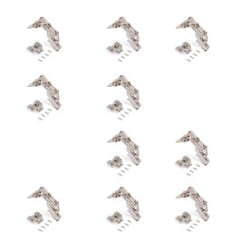 Emuca Lot de 10 charnières coudées X91, ouverture 165°, fermeture amortie, Nickelé