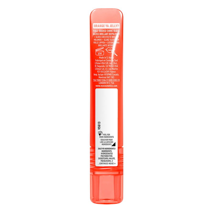 NYX Jelly Job Gloss à lèvres intense et volumisant, nuance #Orange YA Jelly, avec applicateur en spatule, hydratation aux peptides