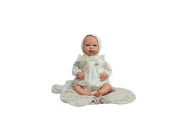 Muñecas Arias Reborn Camila - Poupée Reborn Arias 45 cm beige avec couverture et doudou, en espagnol