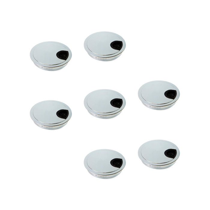 Emuca Lot de 7 passe-câbles circulaires Ø 80 mm, Zamak Chromé Emuca Lot de 7 passe-câbles circulaires Ø 80 mm, Zamak Chromé