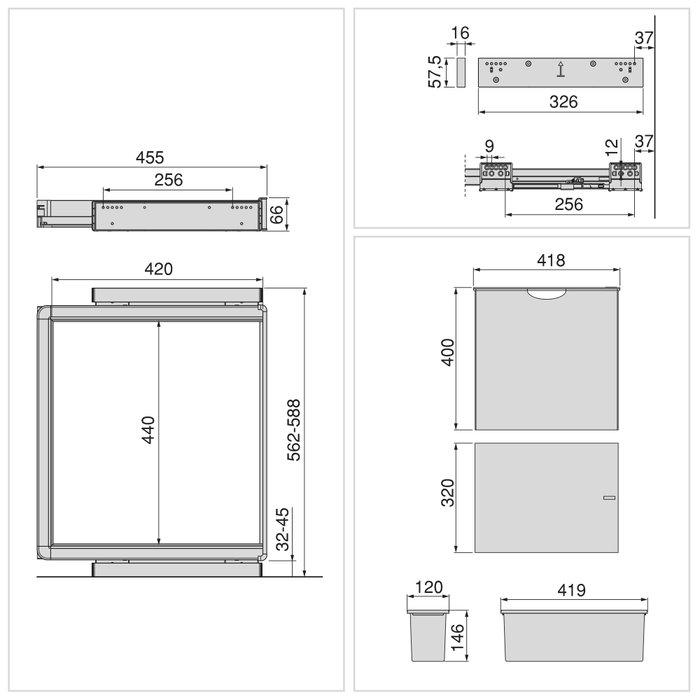 Emuca Kit plateau auxiliaire, panier et rack ajustable Quartz pour armoires, glissières extension totale et à fermeture douce, Module 60cm, Finition Titane Emuca Kit plateau auxiliaire, panier et rack ajustable Quartz pour armoires, glissières extension totale et à fermeture douce, Module 60cm, Finition Titane