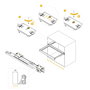 Emuca Kit plateau auxiliaire, panier et rack ajustable Quartz pour armoires, glissières extension totale et à fermeture douce, Module 60cm, Finition Titane