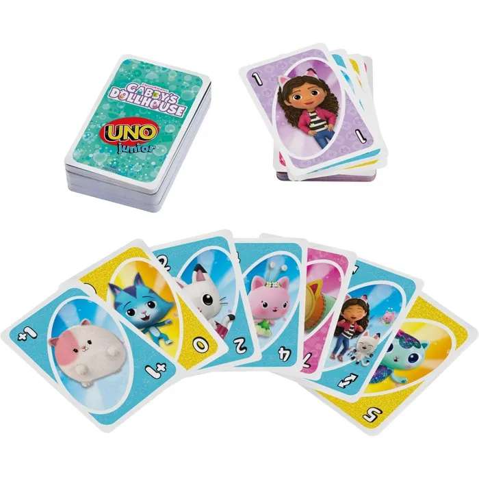 Uno JLH17 - Jeu de cartes Junior Gabby et la maison magique - Mattel Games - Enfants et parents - 7 ans et plus