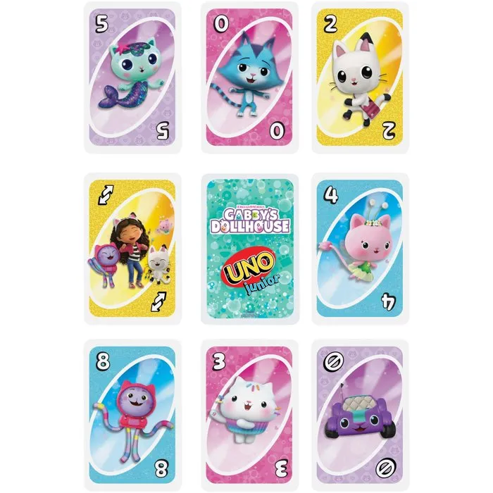 Uno JLH17 - Jeu de cartes Junior Gabby et la maison magique - Mattel Games - Enfants et parents - 7 ans et plus