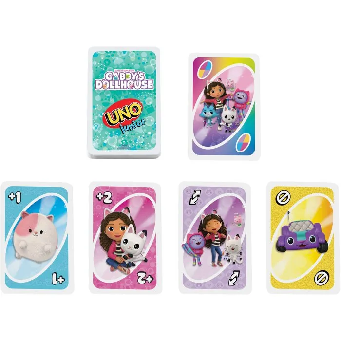 Uno JLH17 - Jeu de cartes Junior Gabby et la maison magique - Mattel Games - Enfants et parents - 7 ans et plus