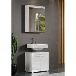 Trendteam Armoire de salle de bain Amanda avec miroir, 2 portes, blanc, dimensions 60 x 17 x 77 cm