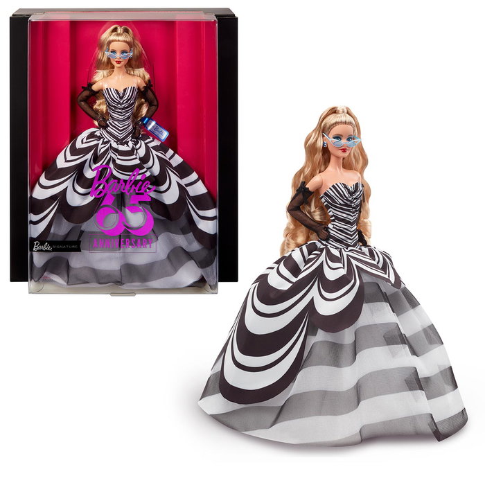 Barbie - Poupée Signature 65ème Anniversaire Rubia HRM58 Mattel - Poupée de Collection avec Robe de Gala et Accessoires