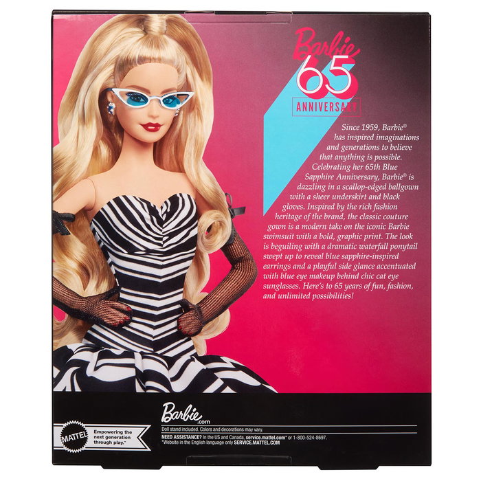 Barbie - Poupée Signature 65ème Anniversaire Rubia HRM58 Mattel - Poupée de Collection avec Robe de Gala et Accessoires