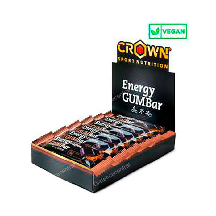 CROWN SPORT NUTRITION Energy Gum Bar Cola + Caféine - 12 barres de 30 g - Barre énergétique gomme avec caféine, BCAA, taurine - Apte vegan CROWN SPORT NUTRITION Energy Gum Bar Cola + Caféine - 12 barres de 30 g - Barre énergétique gomme avec caféine, BCAA, taurine - Apte vegan